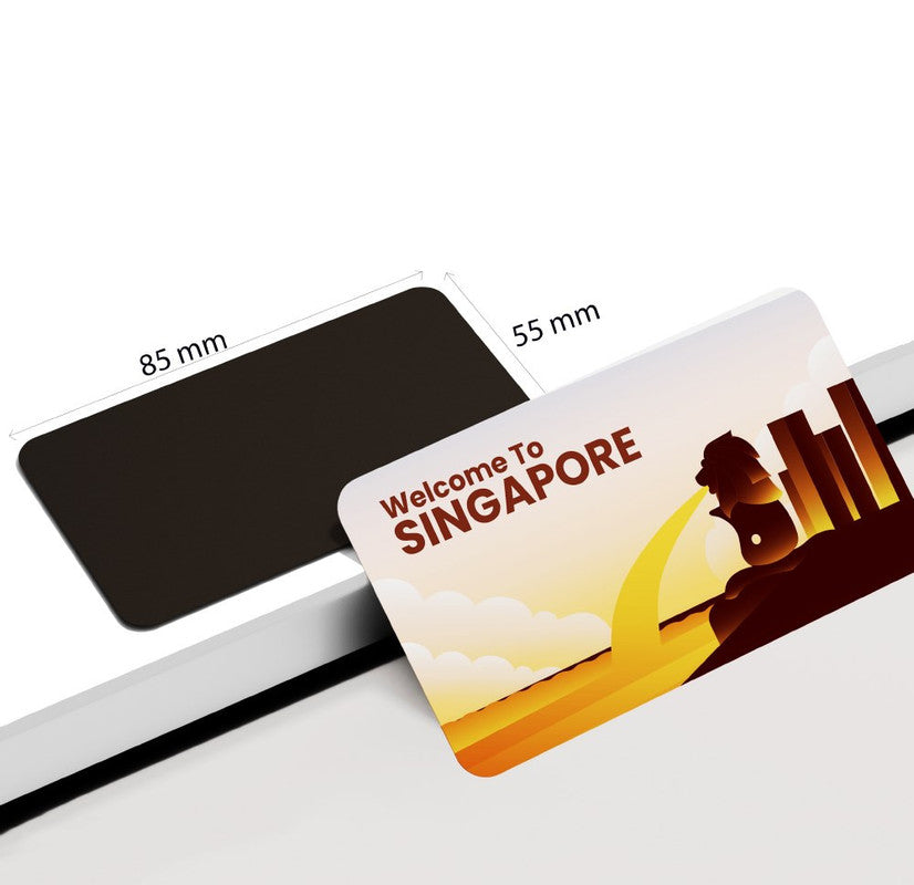 dhcrafts Rectangular Rubber Fridge Magnet / Magnetic Card Multicolor Singapore Design Pack of 1 (8.6cm x 5.4cm)